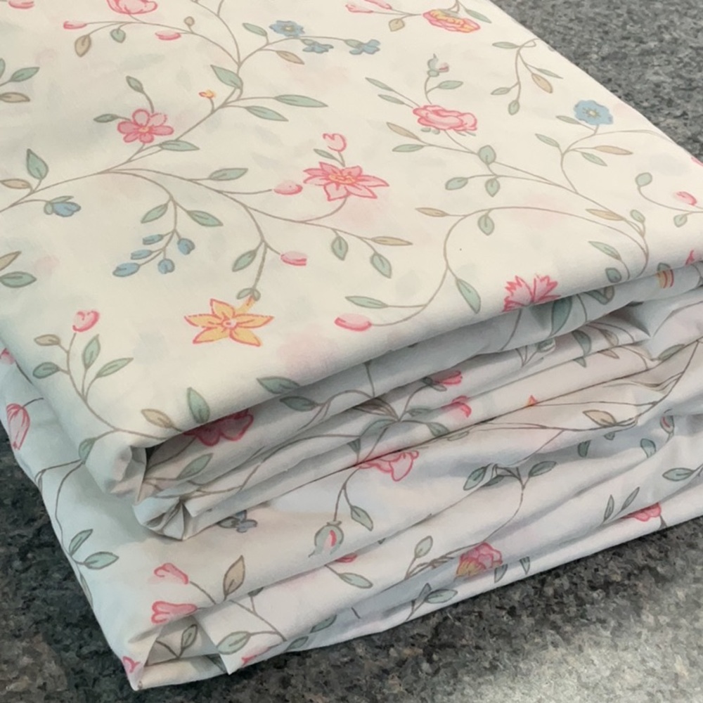 Vintage Sears percale top and bottom twin sheets.